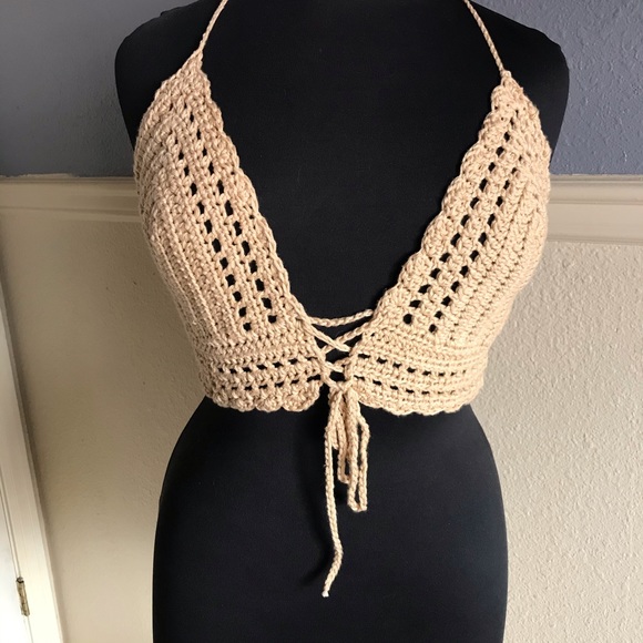 maiden mother crochet Tops - Plus Size Crochet Bralette Handmade